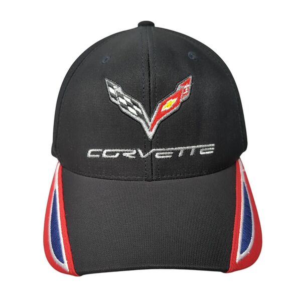 Corvette Fitted Hat Black One Size Lightweight Embroidered 6 Panel GM Official - Picture 1 of 9